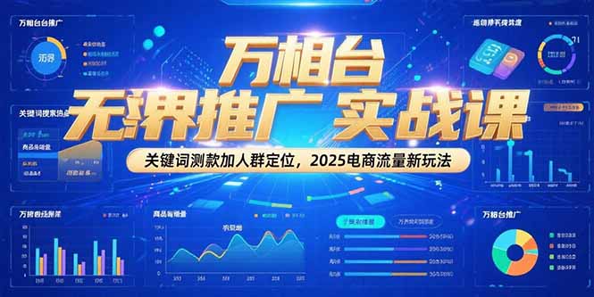 万相台无界推广实战课，关键词测款加人群定位，2025电商流量新玩法-萤火网创