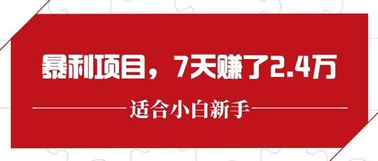最新暴利项目，每单收益轻松在300以上，7天赚了2.4万-萤火网创