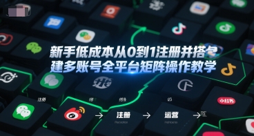 新手低成本从0到1注册并搭建多账号全平台矩阵操作教学，手机号-邮箱-IP-工具-萤火网创