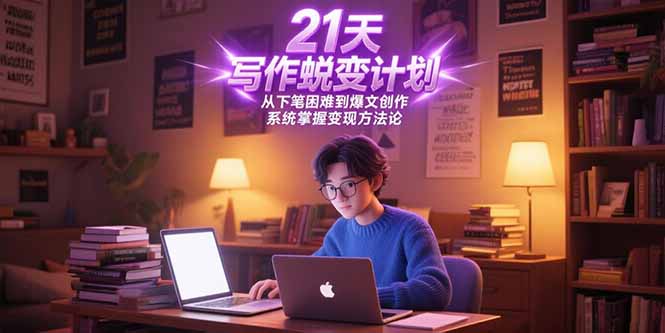 21天写作蜕变计划，从下笔困难到爆文创作，系统掌握变现方法论-萤火网创