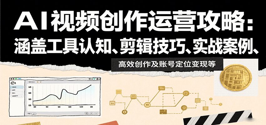 AI视频创作运营攻略：涵盖工具认知、剪辑技巧、实战案例、高效创作及账号定位变现等-萤火网创