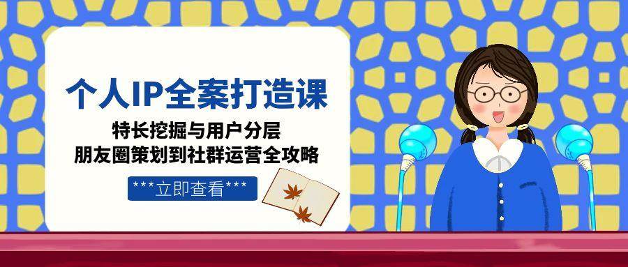 个人IP全案打造课，特长挖掘与用户分层，朋友圈策划到社群运营全攻略-萤火网创