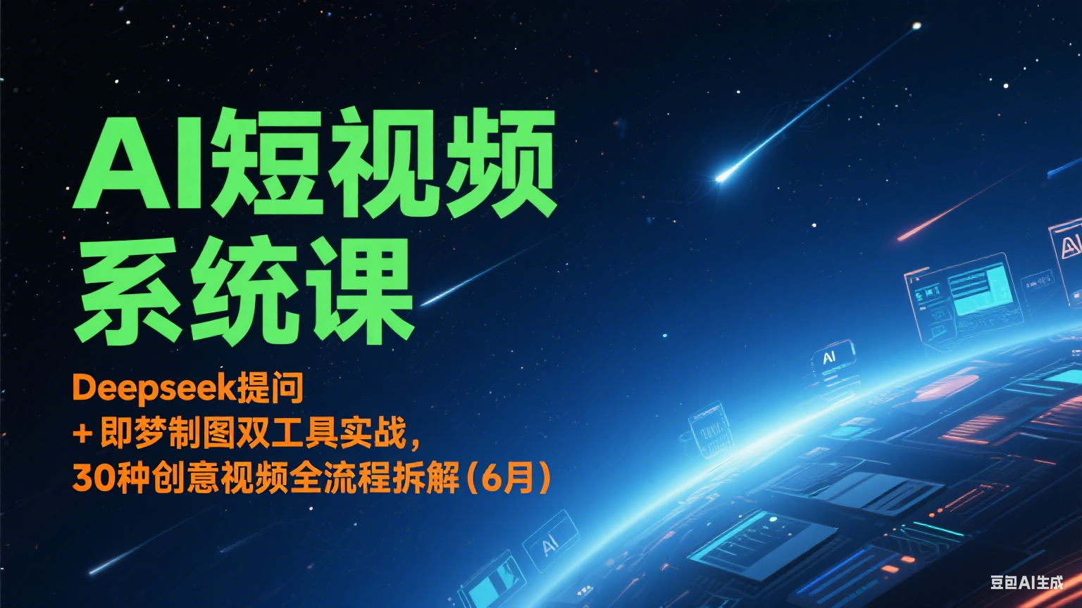 AI短视频系统课：Deepseek提问 + 即梦制图双工具实战，30种创意视频全流程拆解(6月)-萤火网创