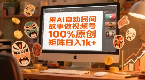 用AI自动民间故事做视频号，100%原创，矩阵日入1k+-萤火网创