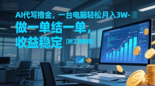 AI代写撸金，一台电脑轻松月入1-3W，做一单结一单，收益稳定【附工具教程】-萤火网创