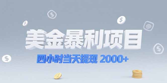 美金暴利项目，四小时当天提现 2000+机会留给会选赛道的人-萤火网创
