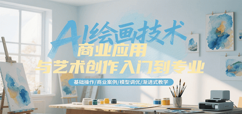 AI绘画技术商业应用与艺术创作入门到专业，基础操作/商业案例/模型调优/渐进式教学-萤火网创