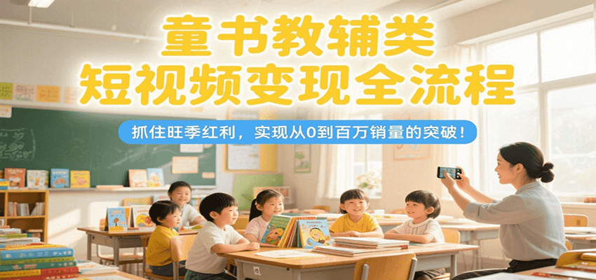 童书教辅类短视频变现全流程，抓住旺季红利，实现从0到百万销量的突破！-萤火网创