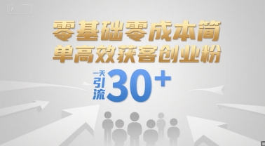 零基础零成本简单高效获客创业粉，一天引流30+-萤火网创