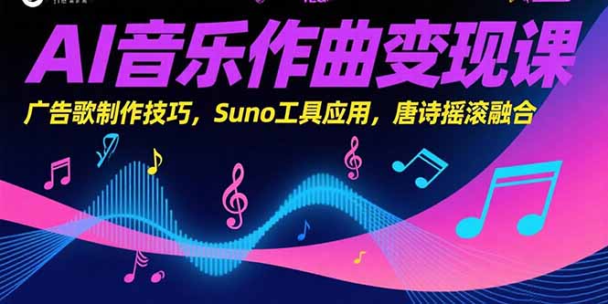 AI音乐作曲变现课，广告歌制作技巧，Suno工具应用，唐诗摇滚融合-萤火网创