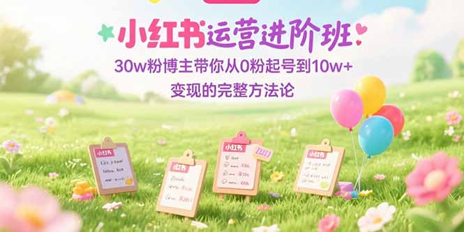 小红书运营进阶班：30w粉博主带你从0粉起号到10w+变现的完整方法论-萤火网创