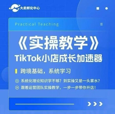 大卖家孵化中心TikTok实操课，TikTok小店成长加速器，跨境基础系统学习，一步一步带你开店-萤火网创