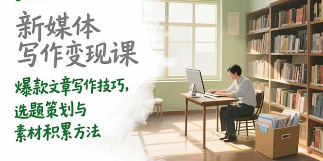 新媒体写作变现课，爆款文章写作技巧，选题策划与素材积累方法-萤火网创