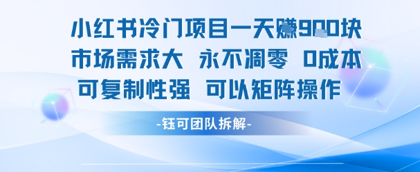 小红书冷门项目一天收益9张，市场需求大，0成本，可复制性强可以矩阵操作-萤火网创