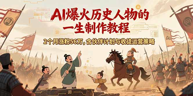 AI历史人物赛道课程，2个月涨粉56万，含伙伴计划与收徒运营策略-萤火网创