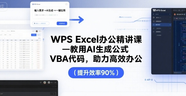 WPS Excel办公精讲课，教用 AI 生成公式，VBA 代码，助力高效办公-萤火网创