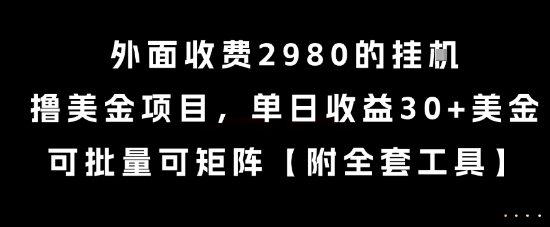 外面收费2980的挂G撸美金项目，单日收益30+美金，可批量可矩阵【揭秘】-萤火网创