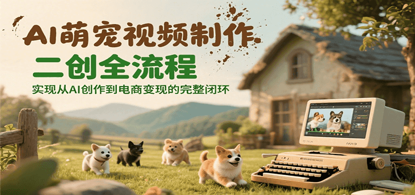 AI萌宠视频制作二创全流程，实现从AI创作到电商变现的完整闭环-萤火网创
