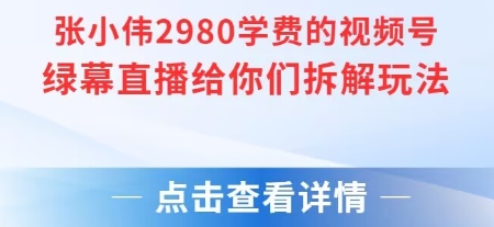 张小伟2980付费额视频号绿幕直播给你们拆解玩法-萤火网创