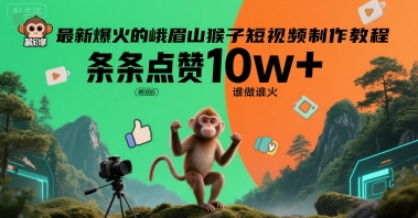 最新爆火的峨眉山猴子短视频制作教程，条条点赞10w+，谁做谁火【教程+提示词】-萤火网创