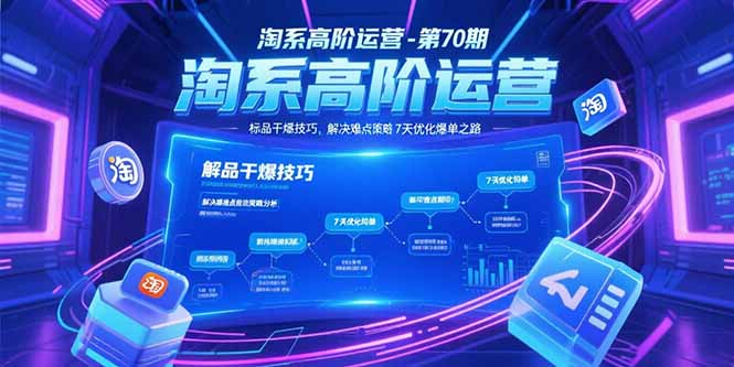 淘系高阶运营-第70期，标品干爆技巧，解决难点策略，大佬操盘方法-萤火网创