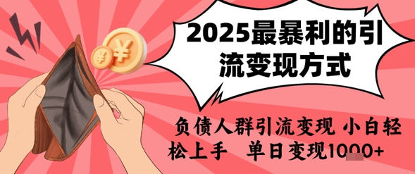 2025年最暴利的引流变现方式，负债人群引流变现，小白轻松上手，日入1k-萤火网创