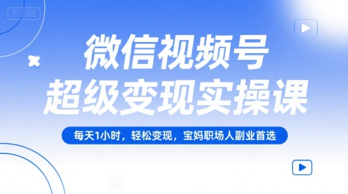 微信视频号超级变现实操课，每天1小时，轻松变现，宝妈职场人副业首选-萤火网创