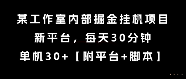 某工作室内部掘金挂G项目，新平台，每天30分钟，单机30+【揭秘】-萤火网创