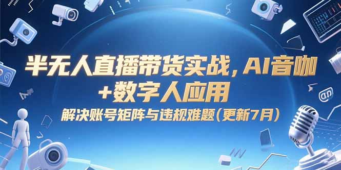 半无人直播带货实战，AI音咖+数字人应用 解决账号矩阵与违规难题(更新7月-萤火网创
