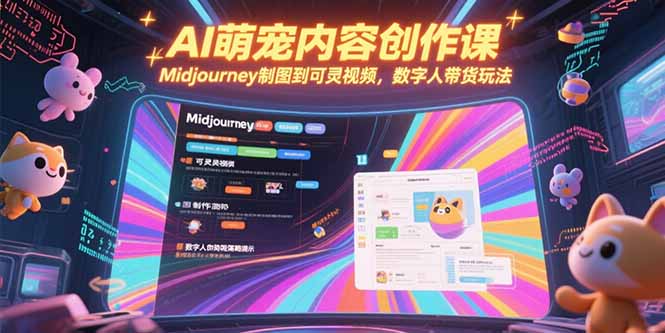 AI萌宠内容创作课，Midjourney制图到可灵视频，数字人带货玩法-萤火网创
