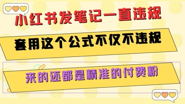 小红书发笔记一直违规，套用这个公式不仅不违规，来的还都是精准的付费粉-萤火网创