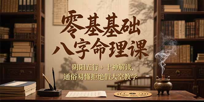 零基础八字命理课，阴阳五行+十神解读，通俗易懂拒绝假大空教学-萤火网创