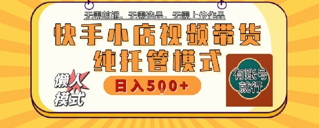 快手小店托管代运营，无需剪辑，无需选品，无需上传作品，全程无需操作，轻松月入5k+【揭秘】-萤火网创