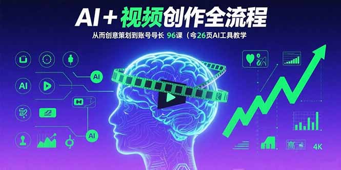 AI+短视频创作全流程：从创意策划到账号增长，96节课(含26项AI工具教学-萤火网创