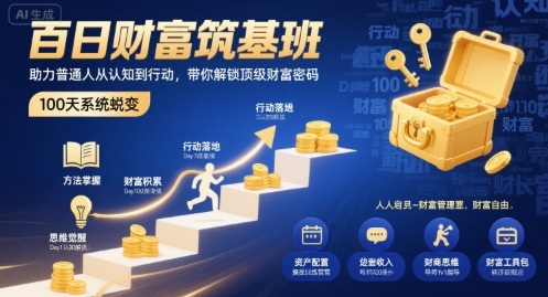 百日财富筑基班，助力普通人从认知到行动，带你解锁顶级财富密码-萤火网创