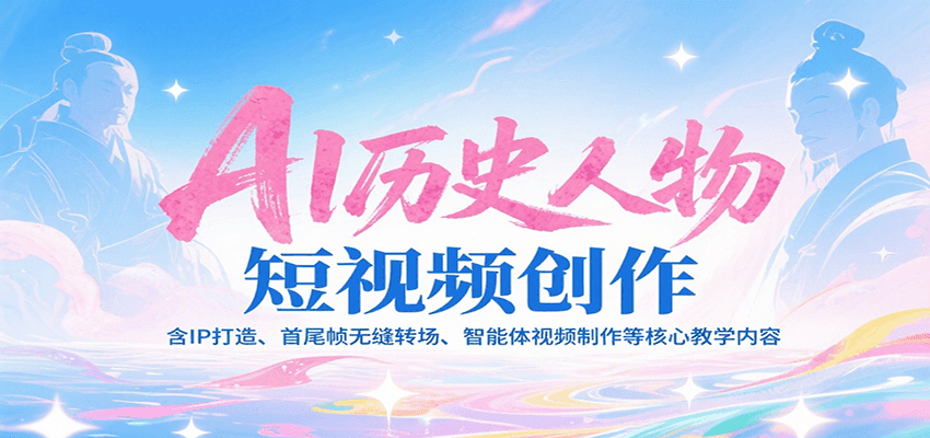 AI历史人物短视频创作，含IP打造、首尾帧无缝转场、智能体视频制作等核心教学内容-萤火网创
