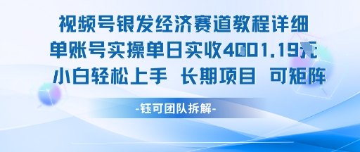 视频号银发经济赛道单账号实操单日实收1k+，小白轻松上手长期项目-萤火网创