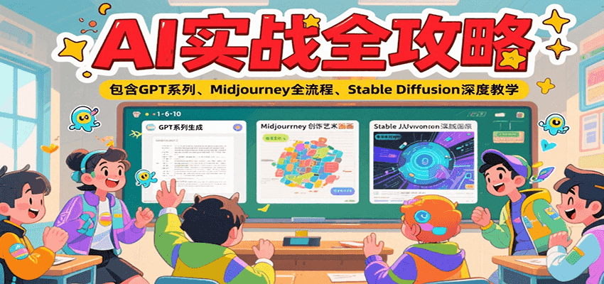 AI实战全攻略，包含GPT系列、Midjourney全流程、Stable Diffusion深度教学-萤火网创