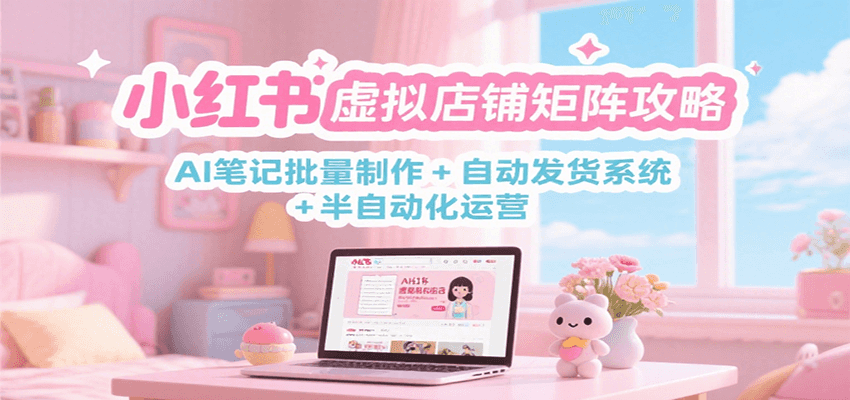 小红书虚拟店铺矩阵攻略：AI笔记批量制作 + 自动发货系统 + 半自动化运营-萤火网创