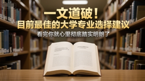 付费文章：一文道破！目前最佳的大学专业选择建议，看完你就心里彻底踏实明朗了-萤火网创