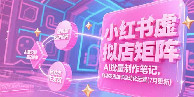 小红书虚拟店矩阵，AI批量制作笔记，自动发货加半自动化运营(7月更新-萤火网创