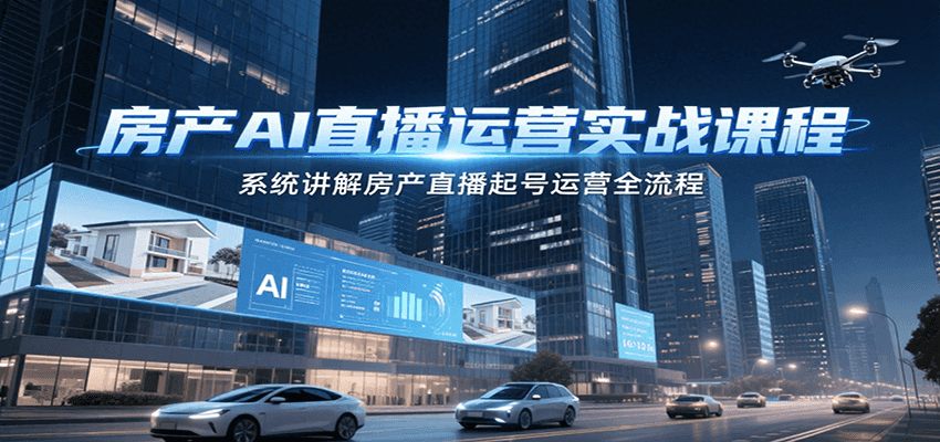 房产AI直播运营实战课程，系统讲解房产直播起号运营全流程-萤火网创