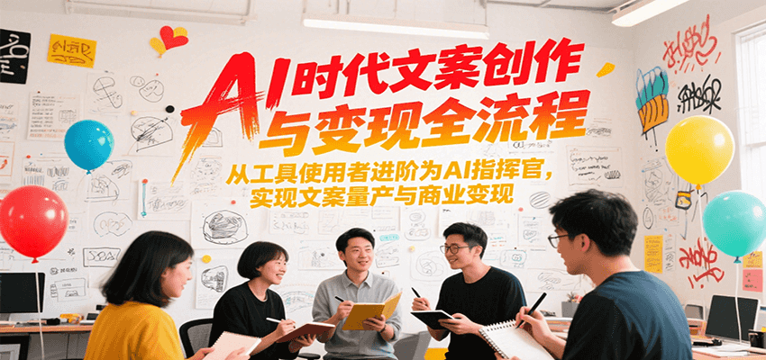 AI时代文案创作与变现全流程，从工具使用者进阶为AI指挥官，实现文案量产与商业变现-萤火网创