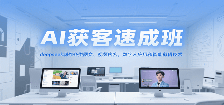 AI获客速成班，deepseek制作各类图文、视频内容，数字人应用和智能剪辑技术-萤火网创