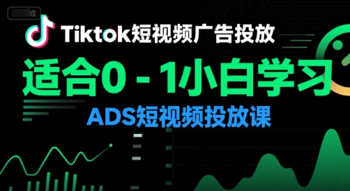 Tiktok短视频广告投放，适合0-1小白学习ADS短视频投放课-萤火网创