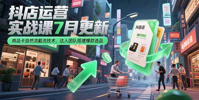 抖店运营实战课7月更新，商品卡自然流截流技术，达人团队搭建爆款选品-萤火网创