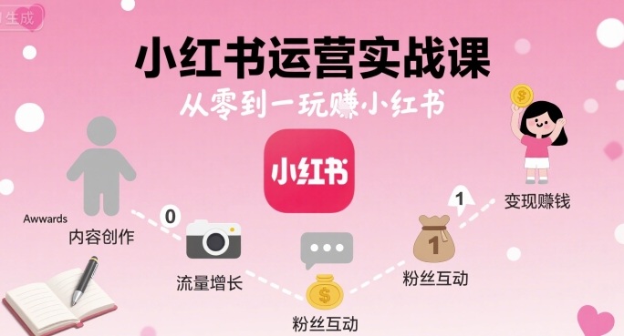 小红书运营实战课，从零到一玩賺小红书-萤火网创