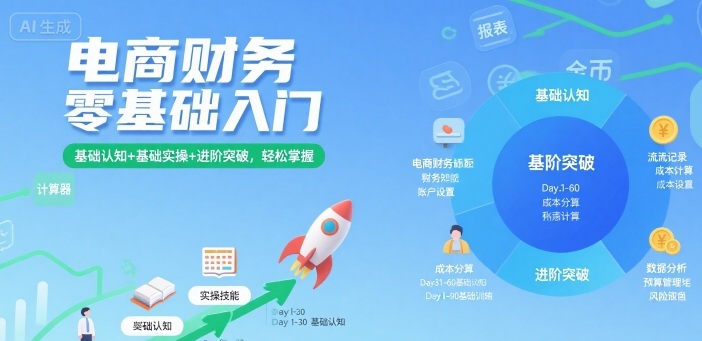 电商财务零基础入门，基础认知+基础实操+进阶突破，轻松掌握-萤火网创
