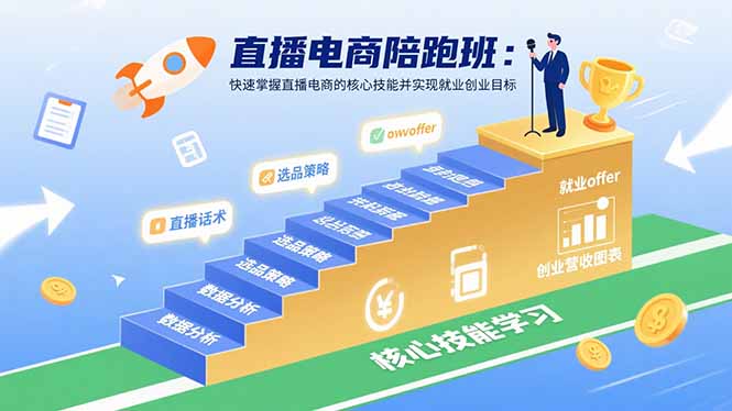直播电商陪跑班：快速掌握直播电商的核心技能并实现就业/创业目标-萤火网创