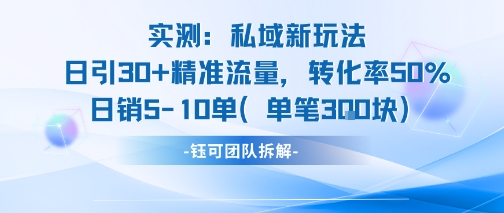 实测私域新玩法日引30加精准流量转化率50%日销5-10单每笔3张-萤火网创